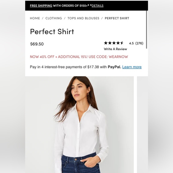 Beautiful Ann Taylor button down, The Perfect Shirt. Never worn, new with tags. - Picture 3 of 6